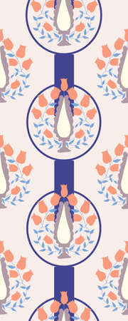 Orange flower composition in a vertical seamless borderのイラスト素材