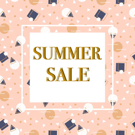 Summer sale banner with memphis elements. Vector bannerのイラスト素材