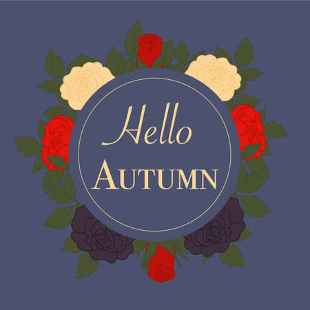 Autumn template with bold autumn flowers. Vector elements. Creative templateのイラスト素材