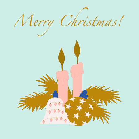 Vector illustration with colorful christmas decorationのイラスト素材