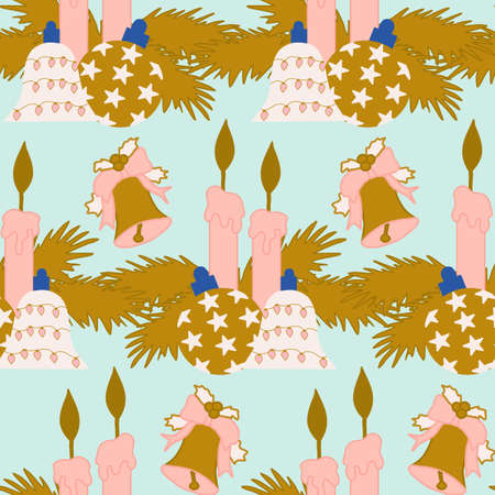 Christmas candles in a seamless pattern design