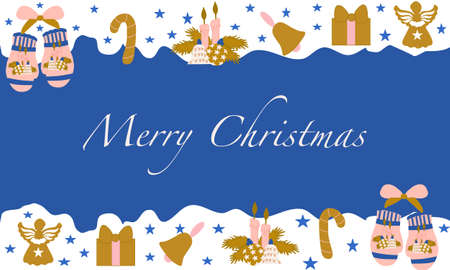 Gold and pink winter elements in a vector backgroundのイラスト素材