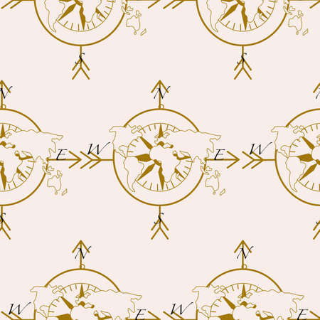 Pattern design with compass and earthのイラスト素材