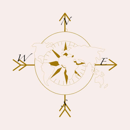 vector illustration with compass and earthのイラスト素材