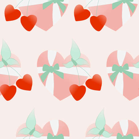 cand box and cherries in a seamless pattern designのイラスト素材