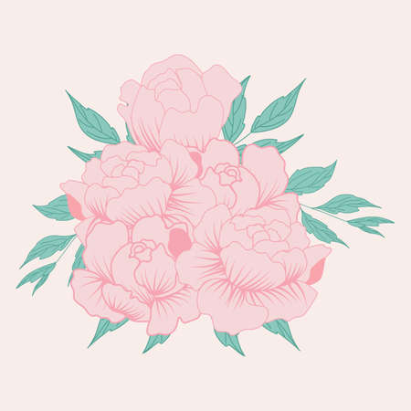 vector illustration with beautiful peony compositionのイラスト素材