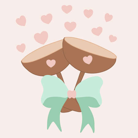 vector illustration with champagne glasses and hartsのイラスト素材