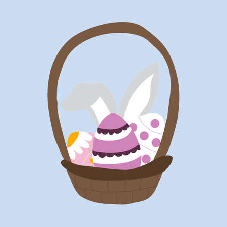 vector illustration with easter eggs and bunny earsのイラスト素材