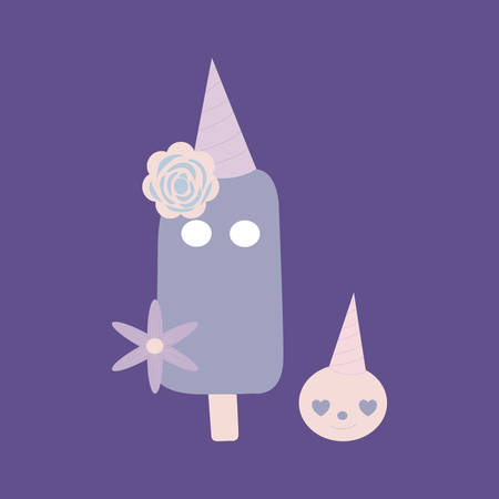 vector illustration with cute purple lollypop and sweetsのイラスト素材