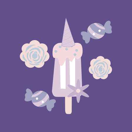 vector illustration with pastel sweetsのイラスト素材