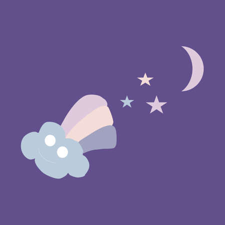 vector illustration with rainbow, moon and starsのイラスト素材