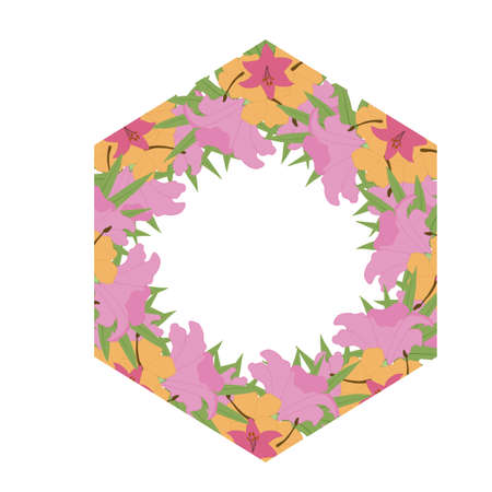 colorful vector tropical polygonal frame for wedding invitationsのイラスト素材