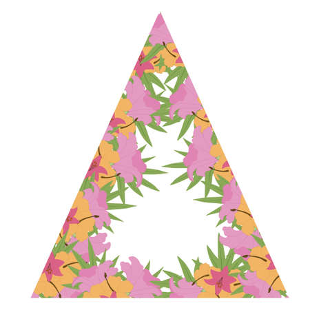 Colorful vector tropical flower triangle frame for wedding invitationsのイラスト素材
