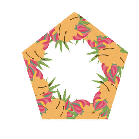 beautiful wedding frame with pink and orange flowersのイラスト素材