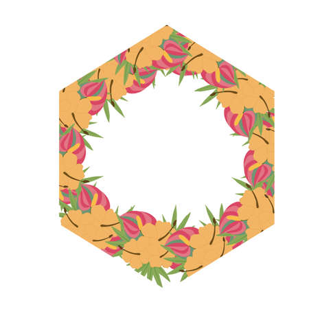 pink and orange wedding invitation frame with beautiful flowersのイラスト素材