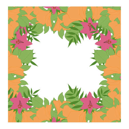 tropical yellow frame for wedding invitationsのイラスト素材