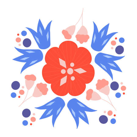 Colorful vector flowers in a seamless pattern design, perfect to use on the web or in printのイラスト素材
