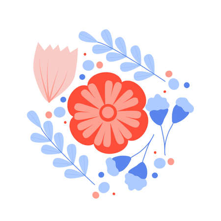 Colorful vector flowers in a seamless pattern design, perfect to use on the web or in printのイラスト素材