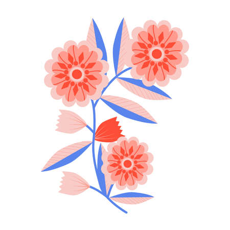 Colorful vector flowers in beautiful illustration design, perfect to use on the web or in printのイラスト素材