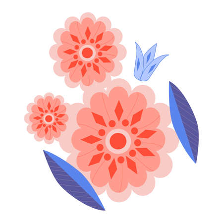 Colorful vector flowers in beautiful illustration design, perfect to use on the web or in printのイラスト素材