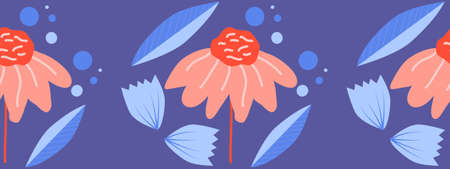 Colorful vector flowers in a seamless border design, perfect to use on the web or in printのイラスト素材
