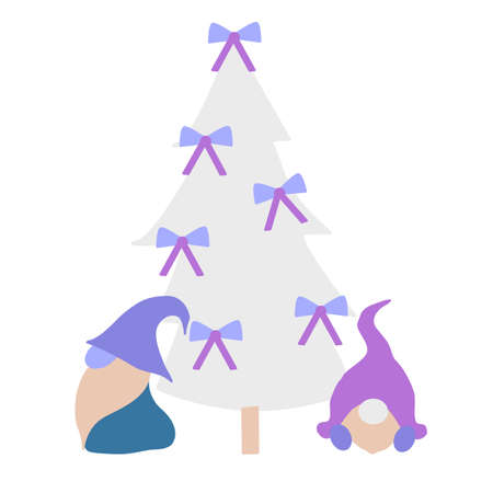 Cute vector gnomes in a Christmas decor, perfect to use on the web or in printのイラスト素材