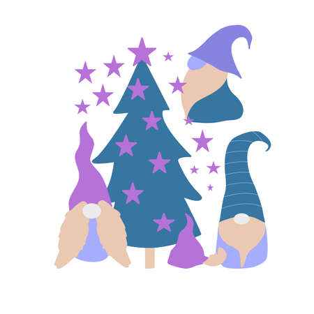 Cute vector gnomes in a Christmas decor, perfect to use on the web or in printのイラスト素材