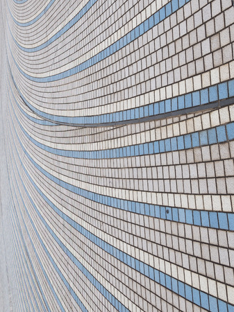 blue abstraction of ceramic tiles with geometric patternの写真素材