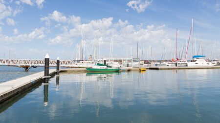 Melbourne - March 3, 2016: Lots of yachts at a wooden pier in the bay of Port Phillip in Victoria March 3, 2016, Melbourne, Australiaのeditorial素材