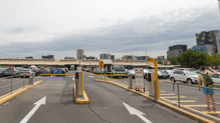 Melbourne - February 22, 2016: Arrival to the parking lot of the Queen Victoria Market - tourist attraction of the city February 22, 2016, Melbkrn, Australiaのeditorial素材