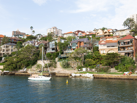 Sydney - 29 February 2016: Sydney Residential areas on the shores of Sydney Harbour and Musgrave street February 29, 2016, Sydney, Australiaのeditorial素材