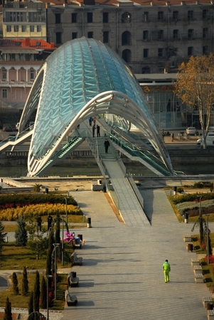 Tbilisi glass bridge cityのeditorial素材