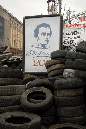2014 year Revolution in Ukraine in Kiev.のeditorial素材