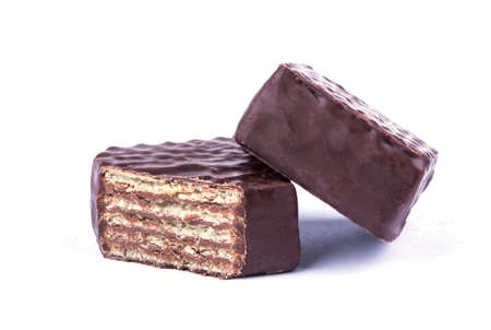 Chocolates, one of which was cut in halfの写真素材