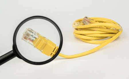 Ethernet - RJ 45 under the magnifying glassの写真素材