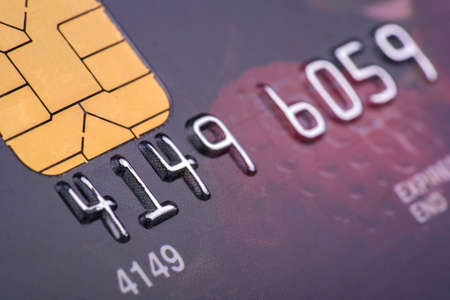 Credit card with chip and numberのeditorial素材
