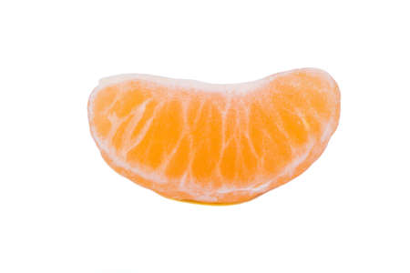 Slice the fruit mandarin on white backgroundの写真素材