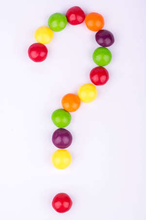 Question mark of colorful candies linedの写真素材