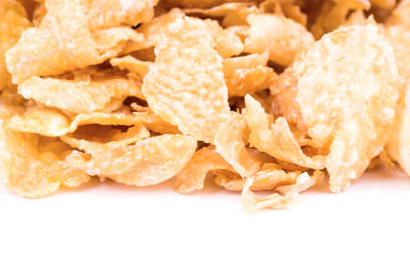 Scattered corn flakes close up shot