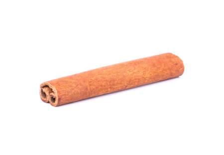 One cinnamon stick on a white background