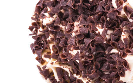 Vanilla ice cream sprinkled grated chocolate shot close-upの写真素材