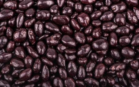 Background of the plurality of scattered sunflower seeds in chocolate closeupの写真素材