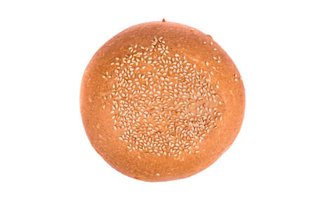 Round lush bun with sesame isolated on a white background top viewの写真素材