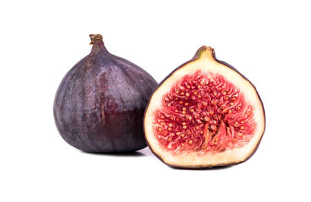 Fresh figs with half cut isolated on white backgroundの写真素材