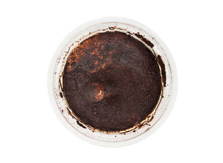 Sweet Italian dessert tiramisu in a plastic piala top viewの写真素材