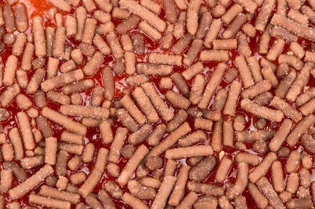 Background from marmalade coated chocolate pellets