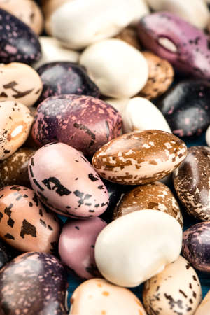 Heap of colored dry kidney bean closeup