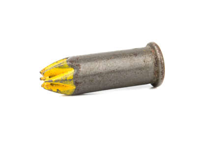 The idle bullet from a pistol isolated on white background