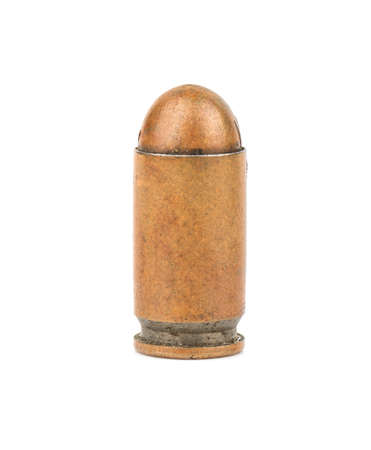 Old pistol bullet isolated on white backgroundの写真素材