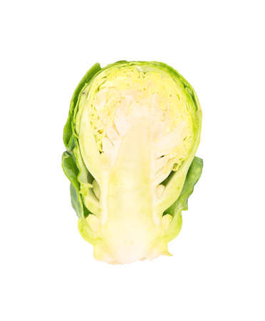 Half of fresh brussels sprout isolated on white backgroundの写真素材